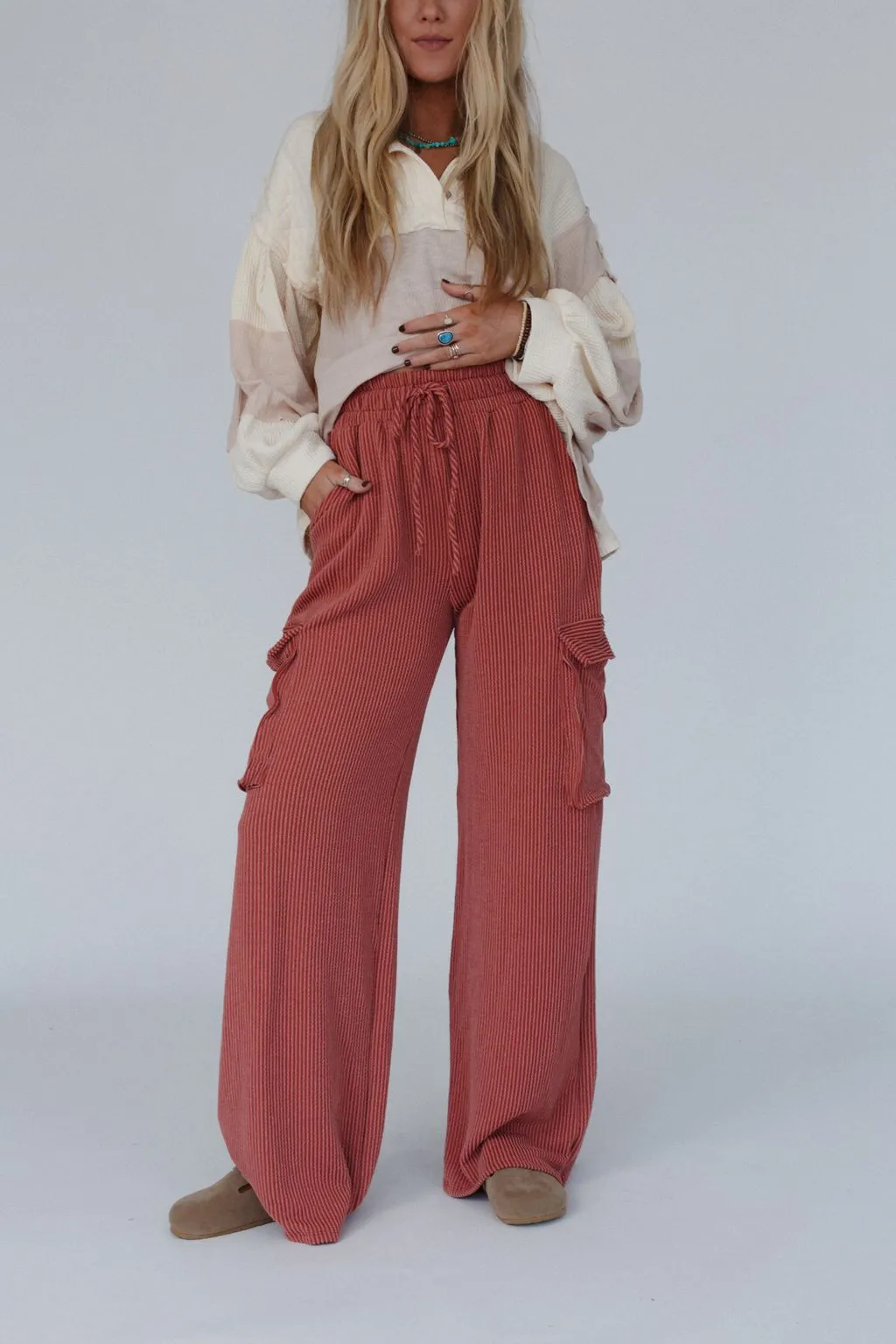 Keep It Cool Wide Leg Pants - Cinnamon