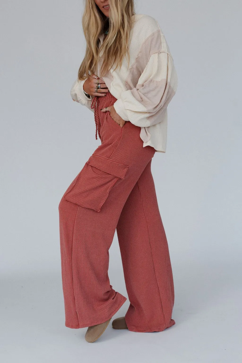 Keep It Cool Wide Leg Pants - Cinnamon