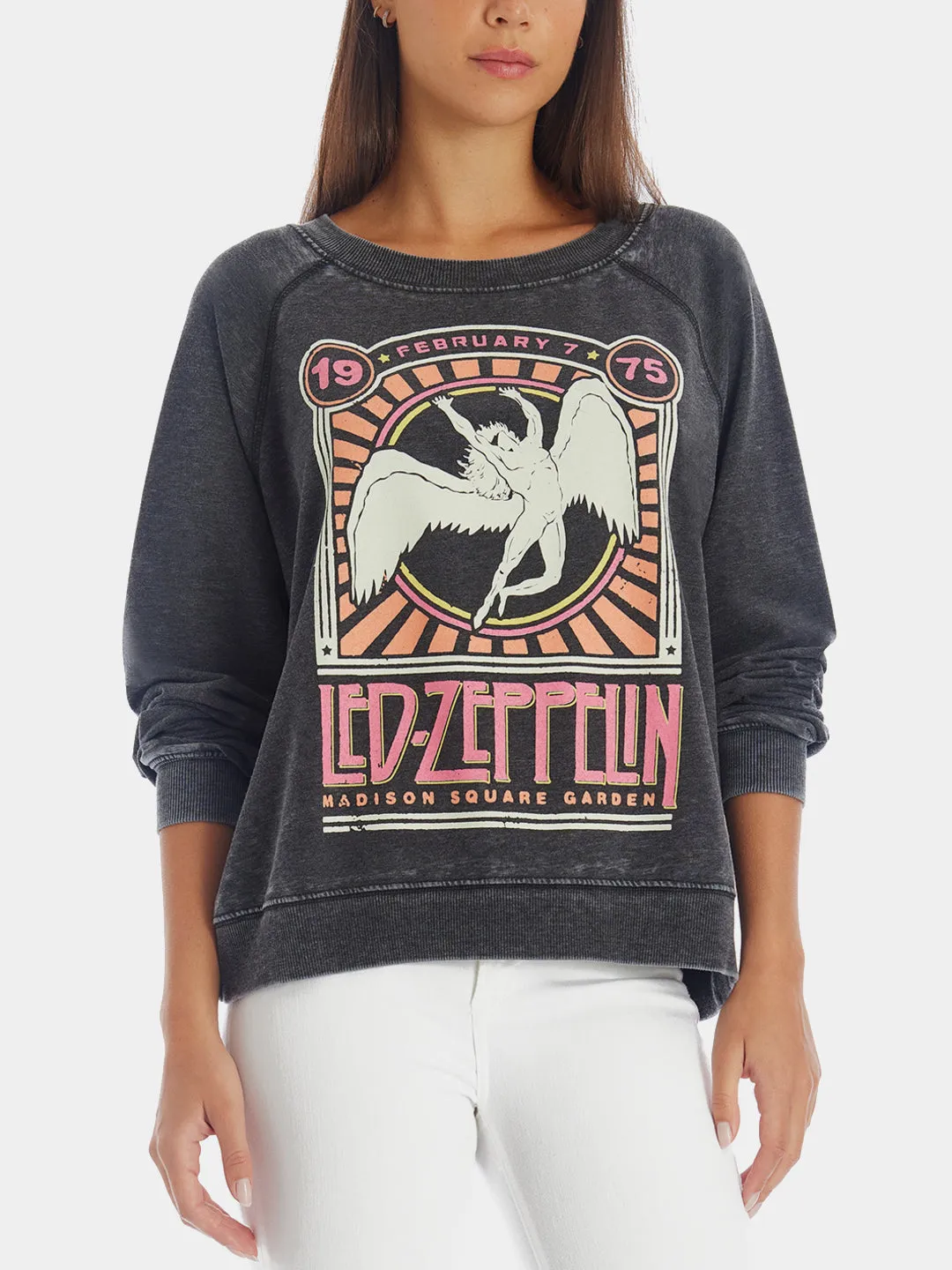 Led Zeppelin Inch1975Inch Acid Wash Sweatshirt