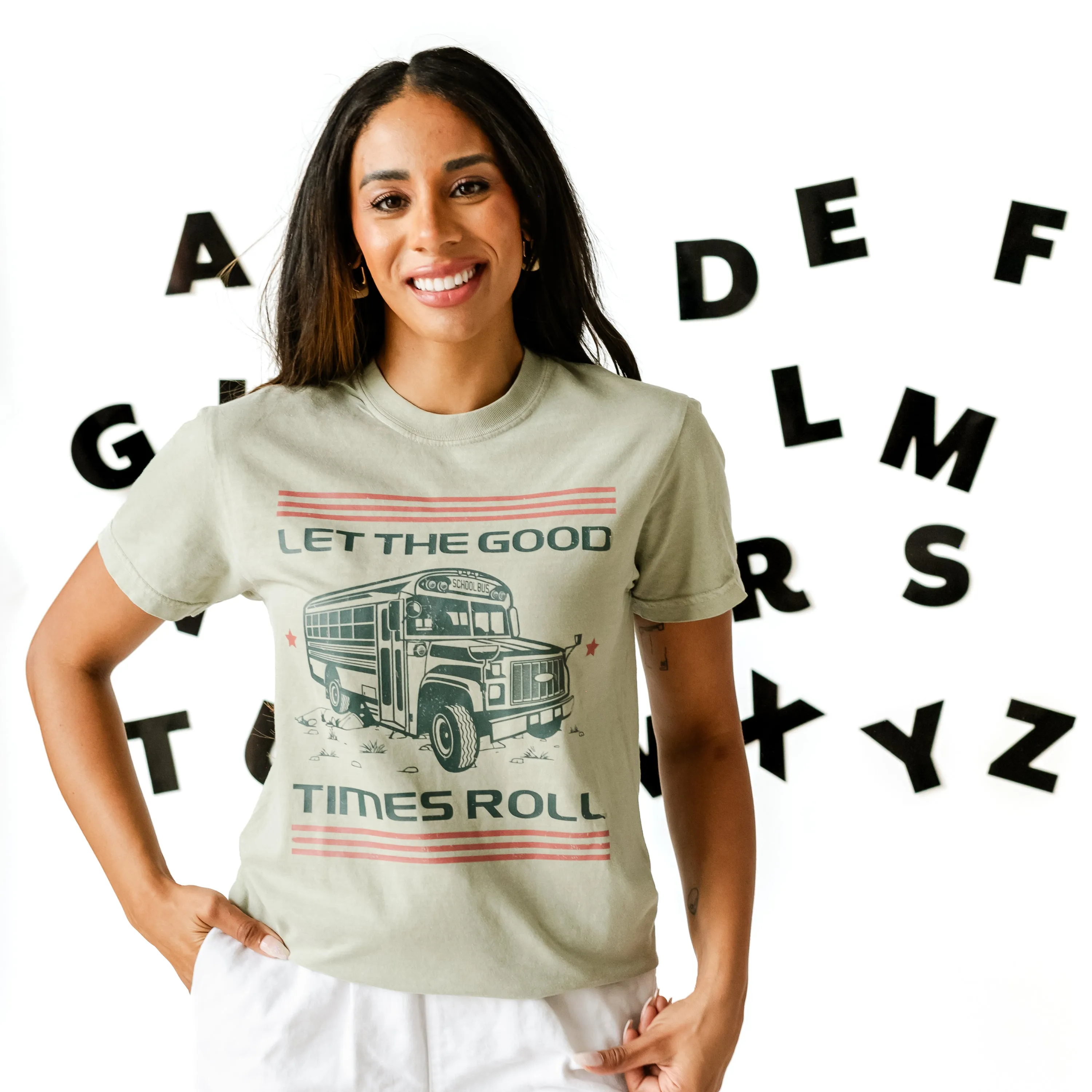 Let the Good Times Roll - School Bus - SHORT SLEEVE COMFORT COLORS TEE