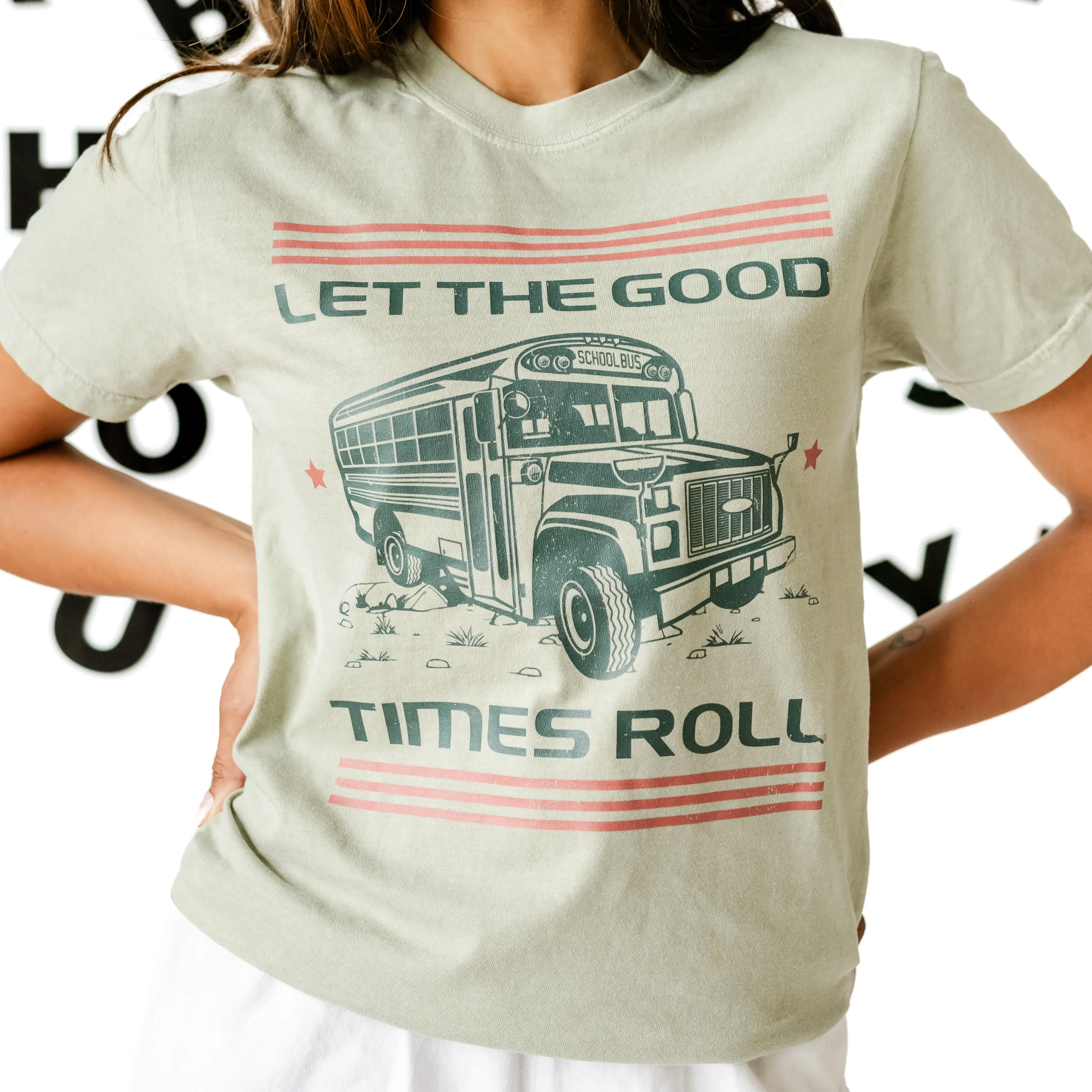 Let the Good Times Roll - School Bus - SHORT SLEEVE COMFORT COLORS TEE