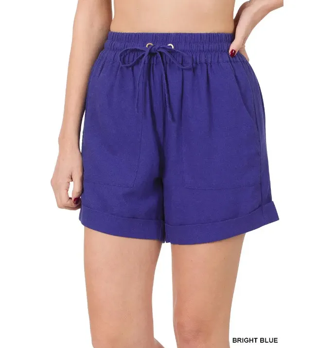 Linen Drawstring Waist Shorts