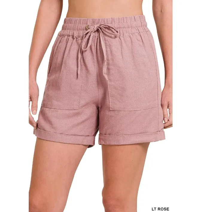 Linen Drawstring Waist Shorts