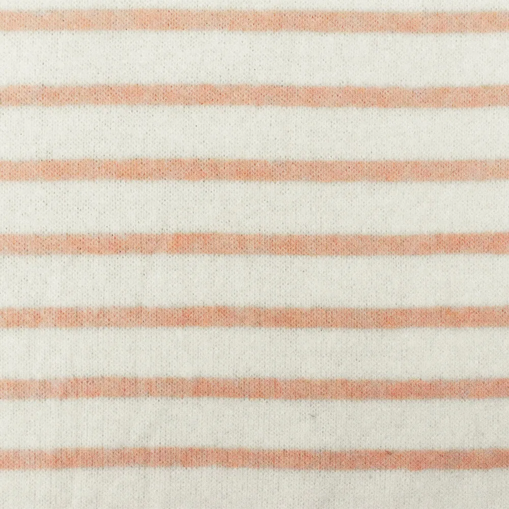 Lovely Peach-White Stripe Stretch Brushed Jersey Knit Fabric