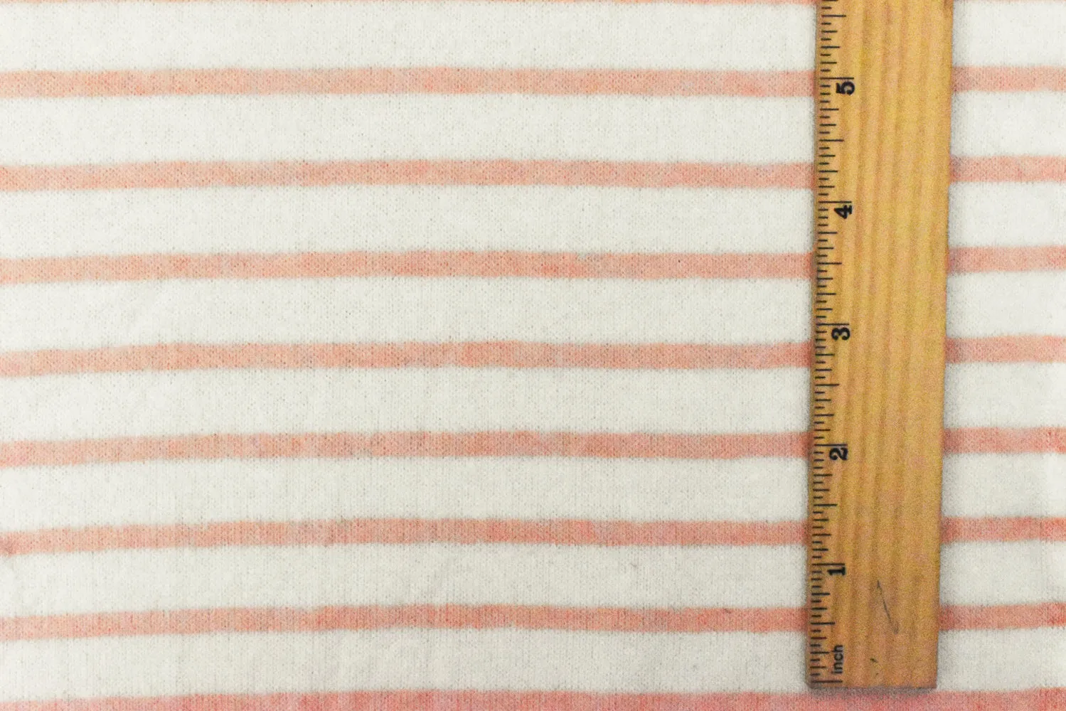 Lovely Peach-White Stripe Stretch Brushed Jersey Knit Fabric