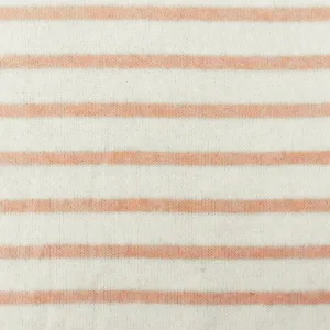 Lovely Peach-White Stripe Stretch Brushed Jersey Knit Fabric