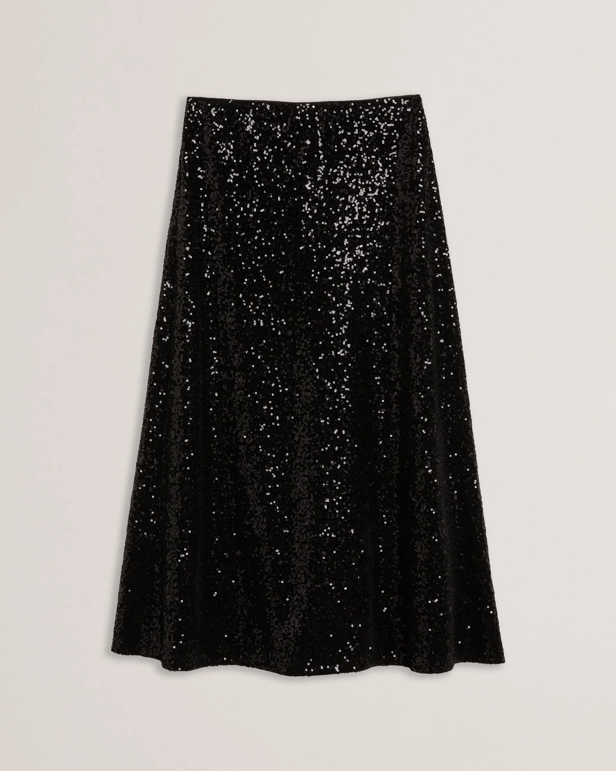 Lusa Sequin Bias Cut Midi Skirt Black