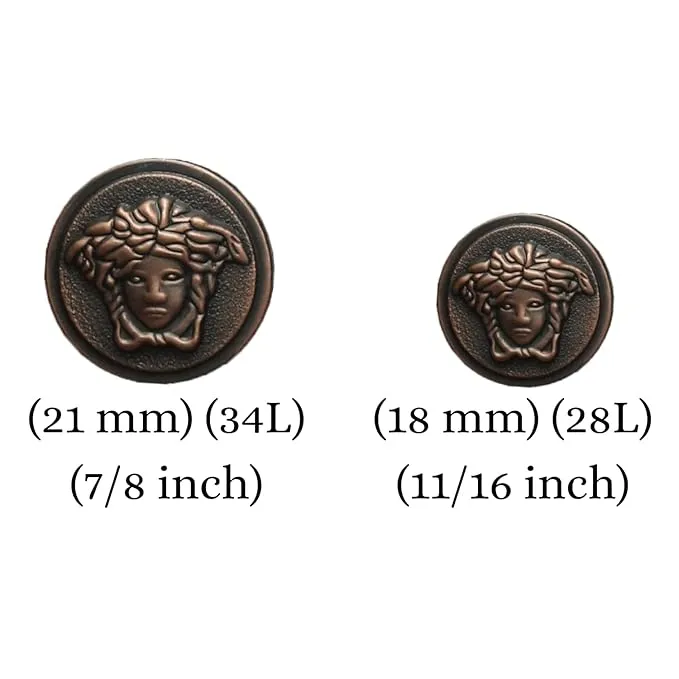 Medusa Metal Shank Buttons(7 Big   7 Small)