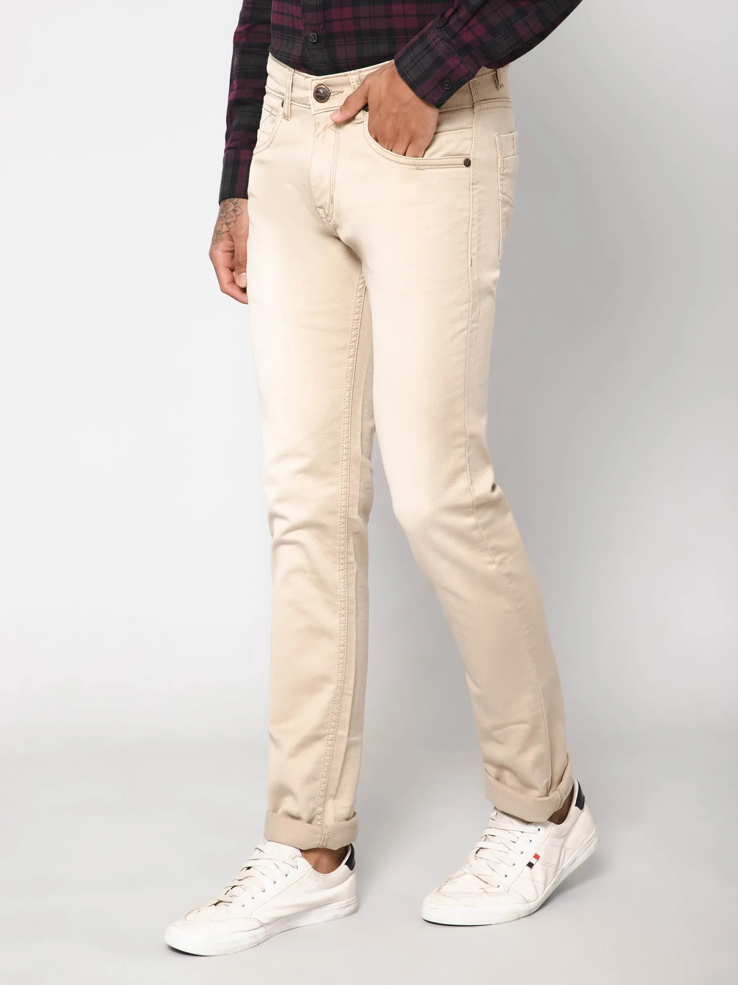 Men Beige Jeans