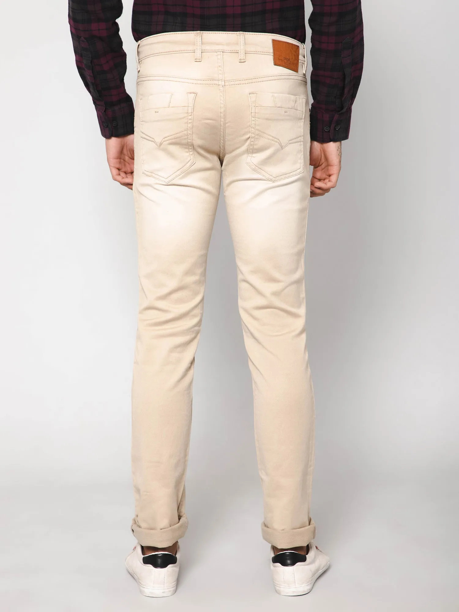 Men Beige Jeans