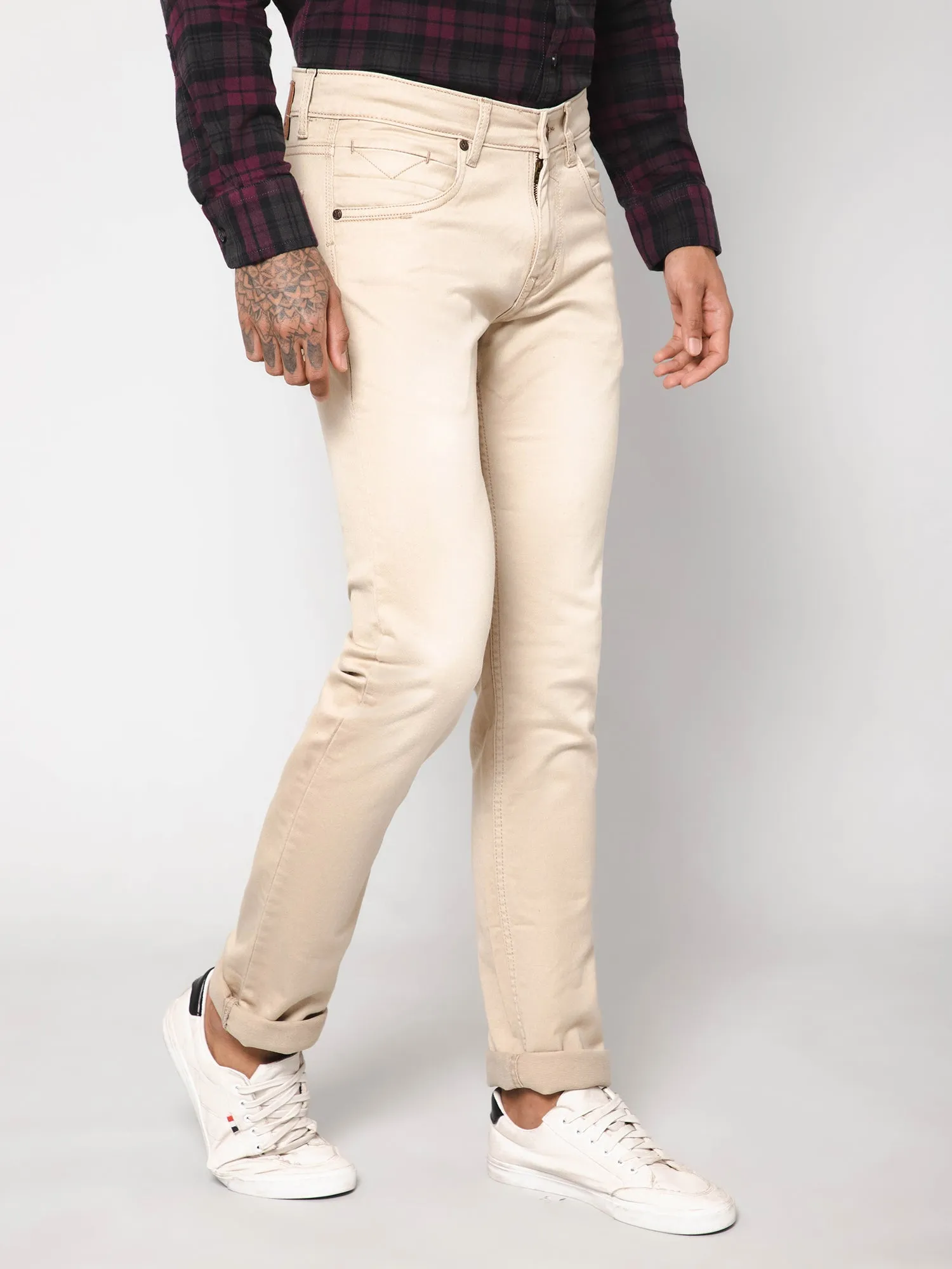 Men Beige Jeans