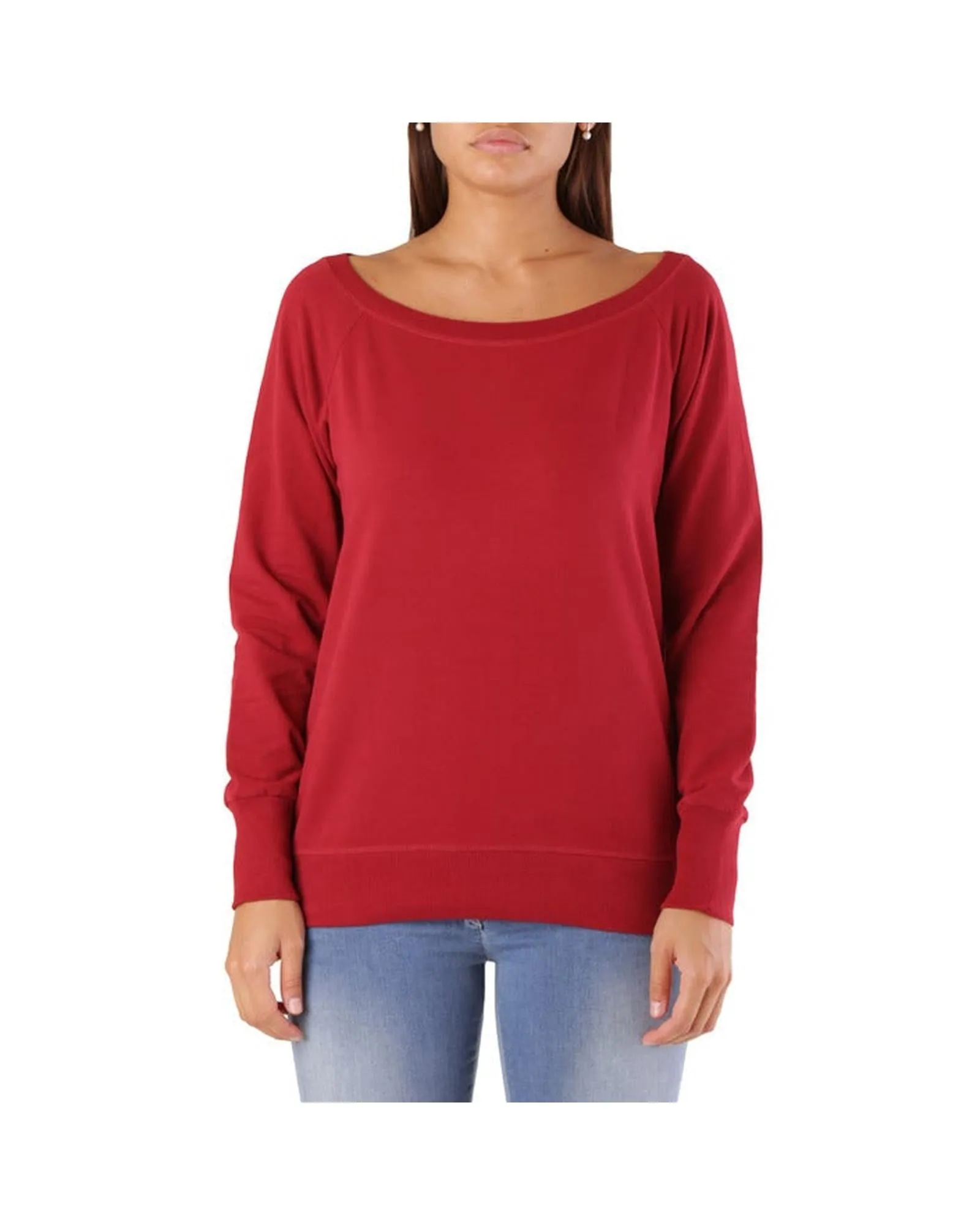 Met Women's Long Sleeve Casual Loose Fit Sweatshirt Top - Burgundy