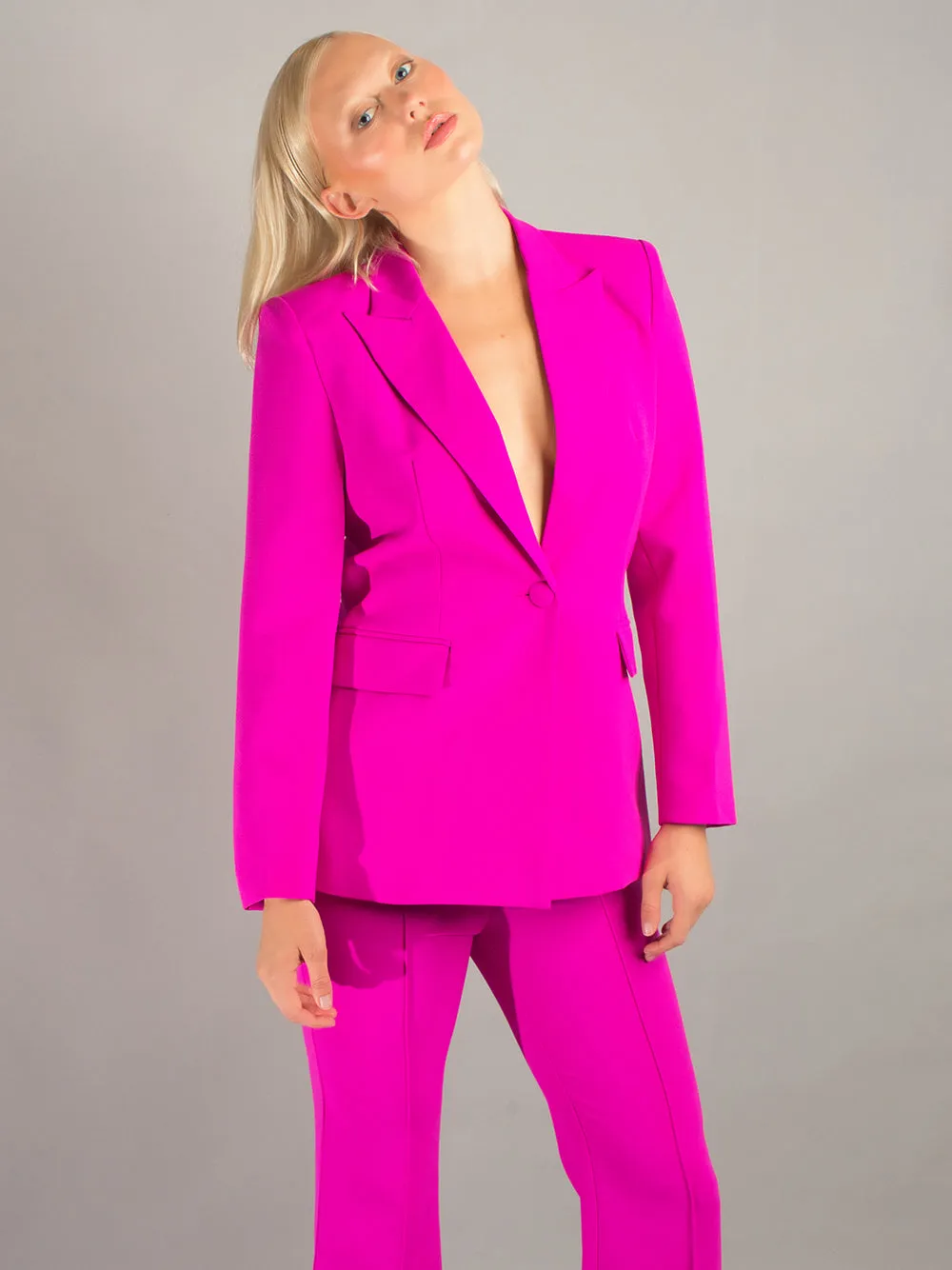 NAOMA Blazer & Flared Pants Set in Fuchsia