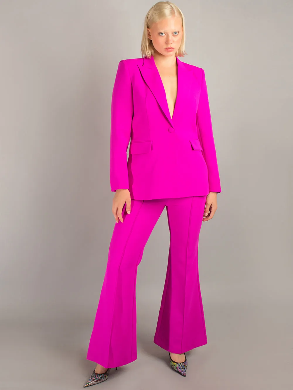 NAOMA Blazer & Flared Pants Set in Fuchsia