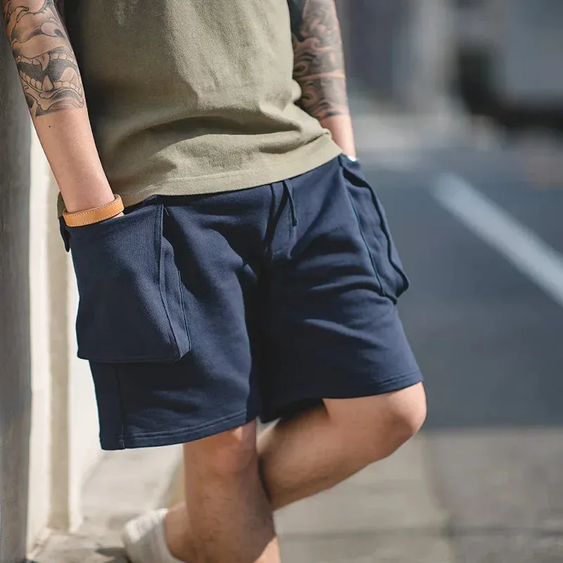 Navy Blue Cargo Joggers Shorts with Large Pocket - Casual Style