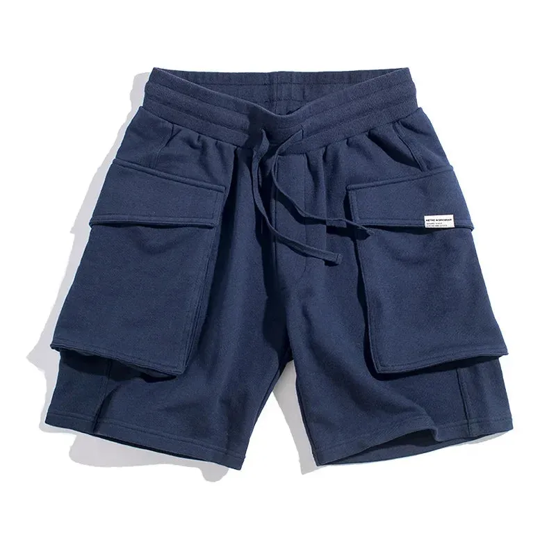 Navy Blue Cargo Joggers Shorts with Large Pocket - Casual Style