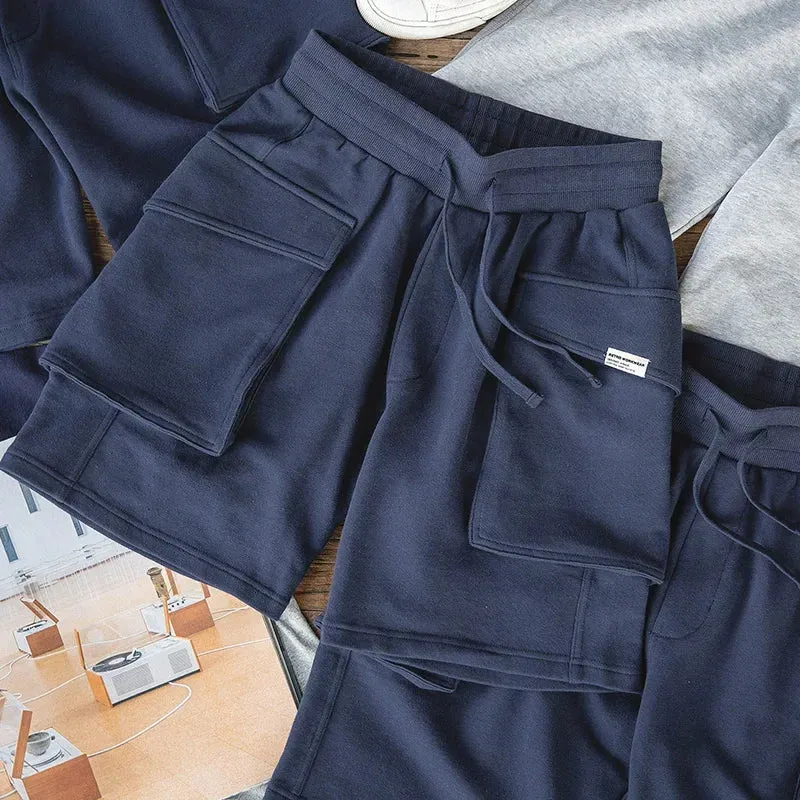 Navy Blue Cargo Joggers Shorts with Large Pocket - Casual Style