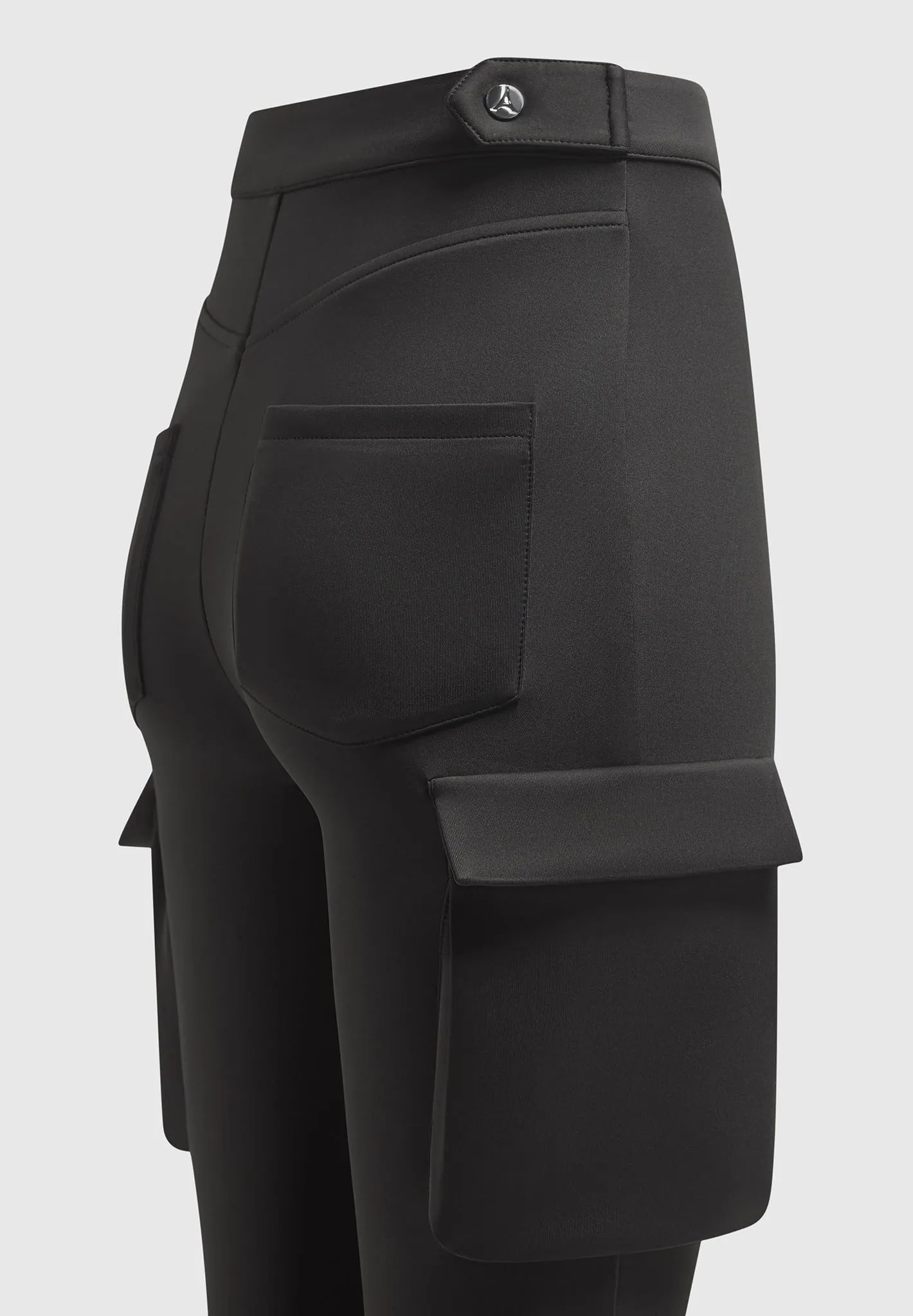 Neoprene Cargo Fit and Flare Leggings - Black