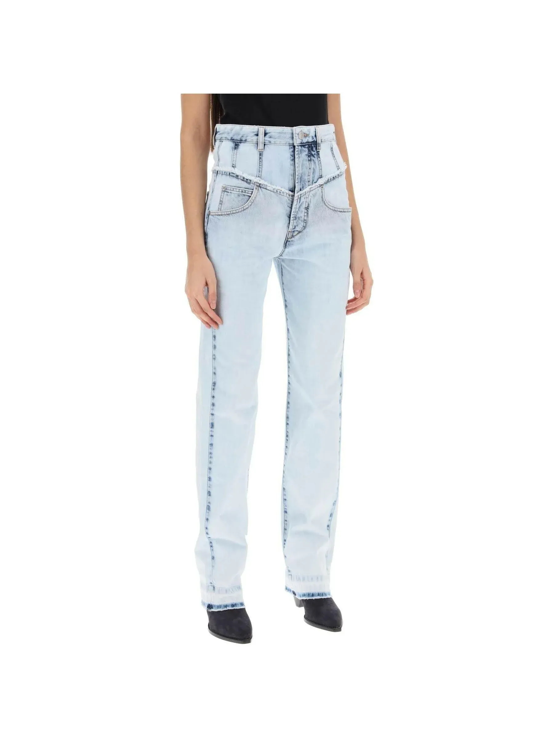 Noemie Acid-Washed Straight-Leg Jeans