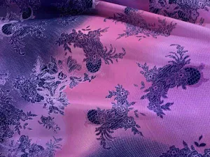 Oriental Flower Print Soft Crepe - 2 METRE LENGTH