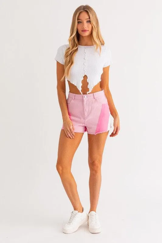 Pink Color Block Shorts