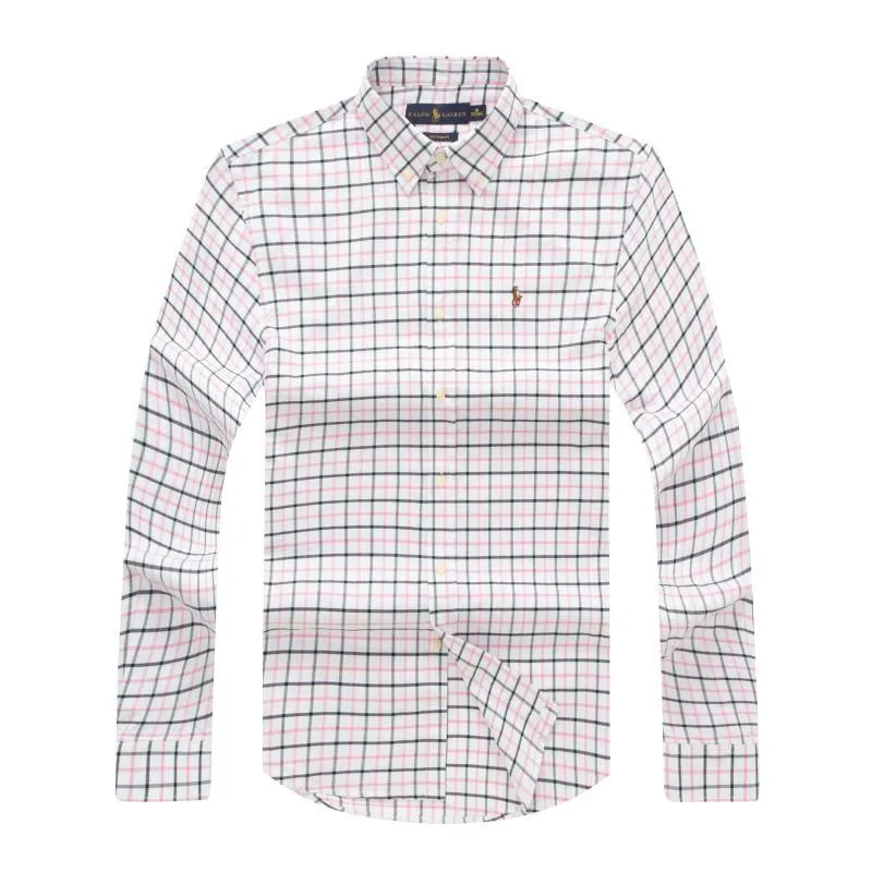 PRL Classic Fit Striped Oxford Shirt-Pink