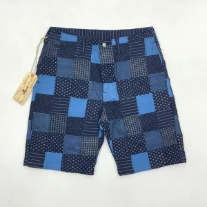 Retro Wabash Patchwork Plaid Shorts - Casual Men's Indigo