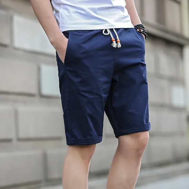 Shorts Men 2016 Summer Fashion Mens Shorts Casual Black Cotton Slim Bermuda Masculina Beach Shorts Joggers Trousers Solid Color