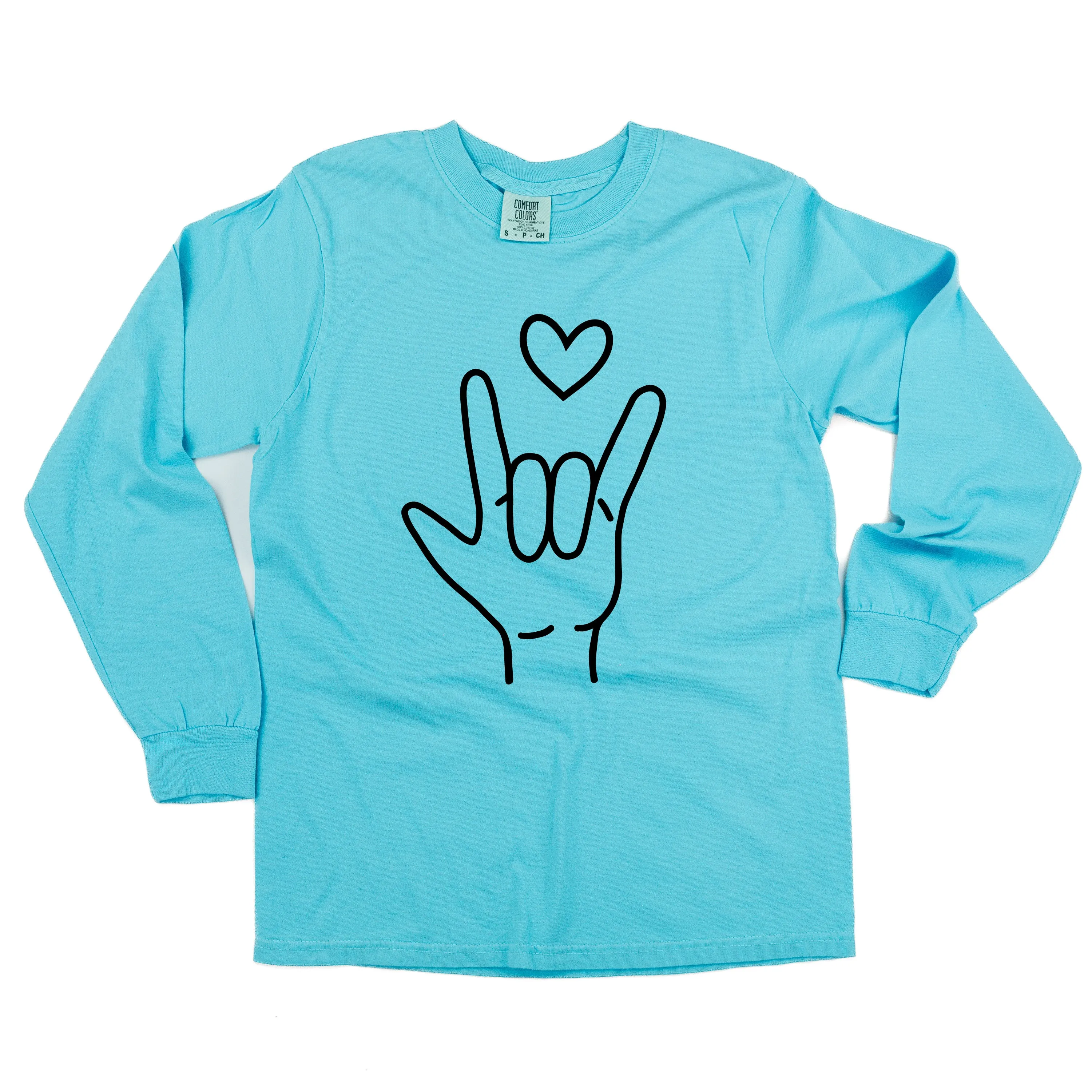 Sign Language - I Love You - LONG SLEEVE Comfort Colors Tee