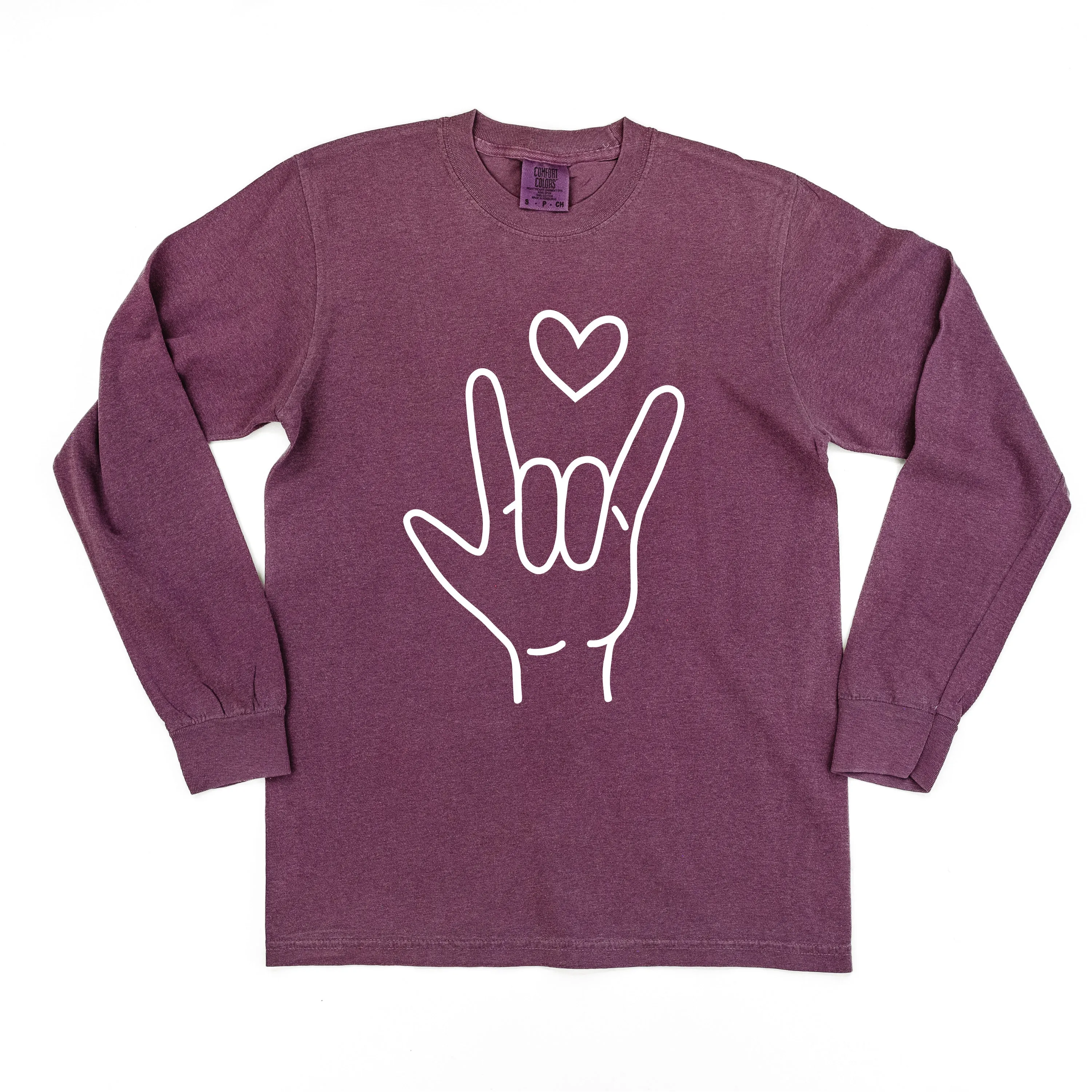 Sign Language - I Love You - LONG SLEEVE Comfort Colors Tee