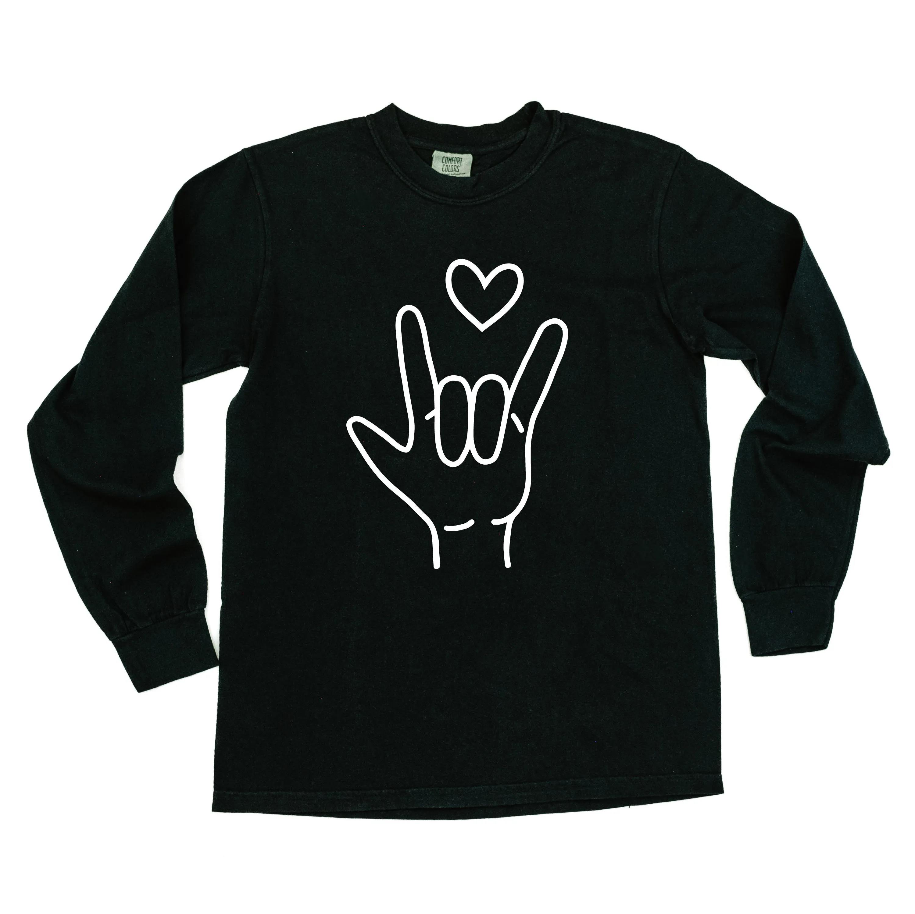 Sign Language - I Love You - LONG SLEEVE Comfort Colors Tee