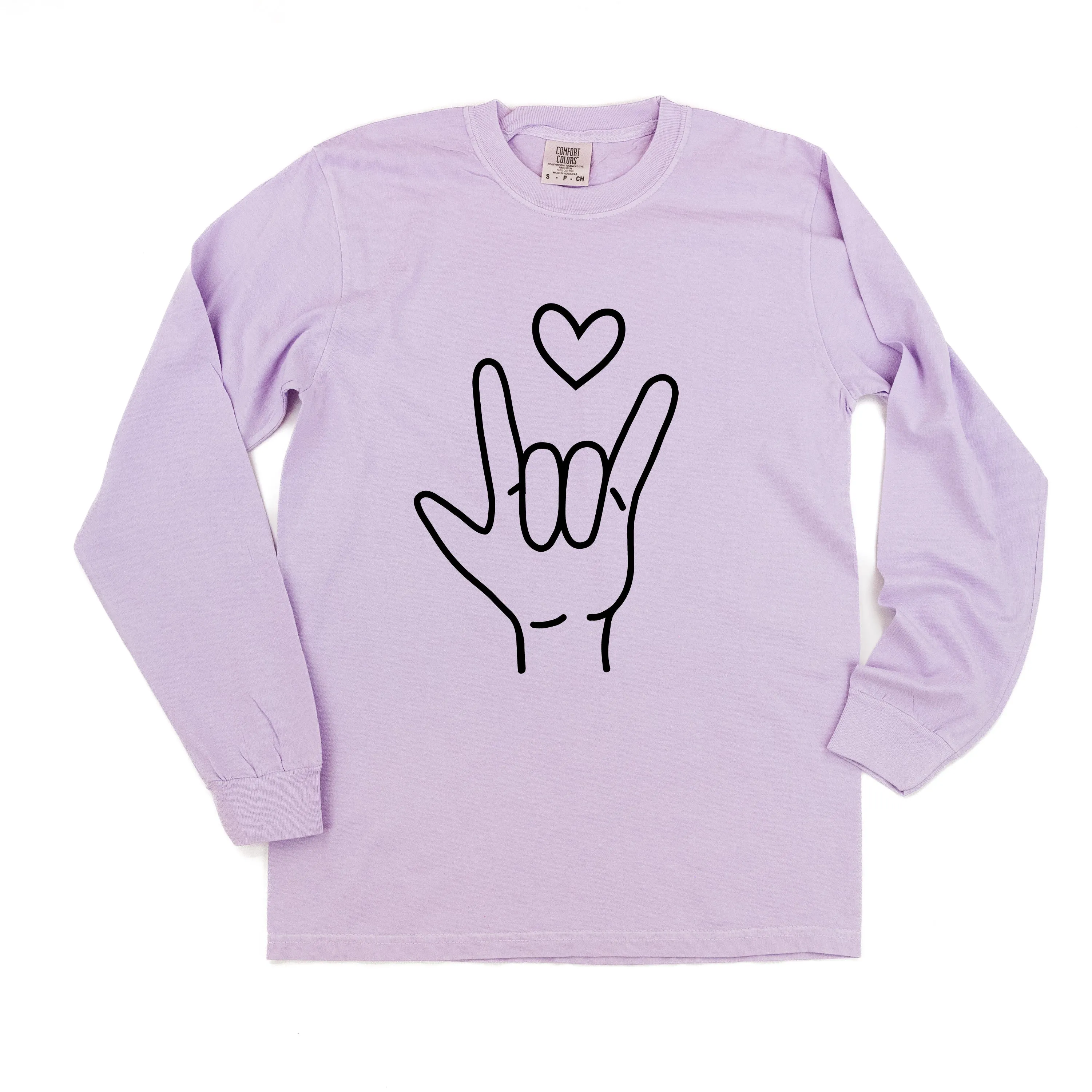 Sign Language - I Love You - LONG SLEEVE Comfort Colors Tee