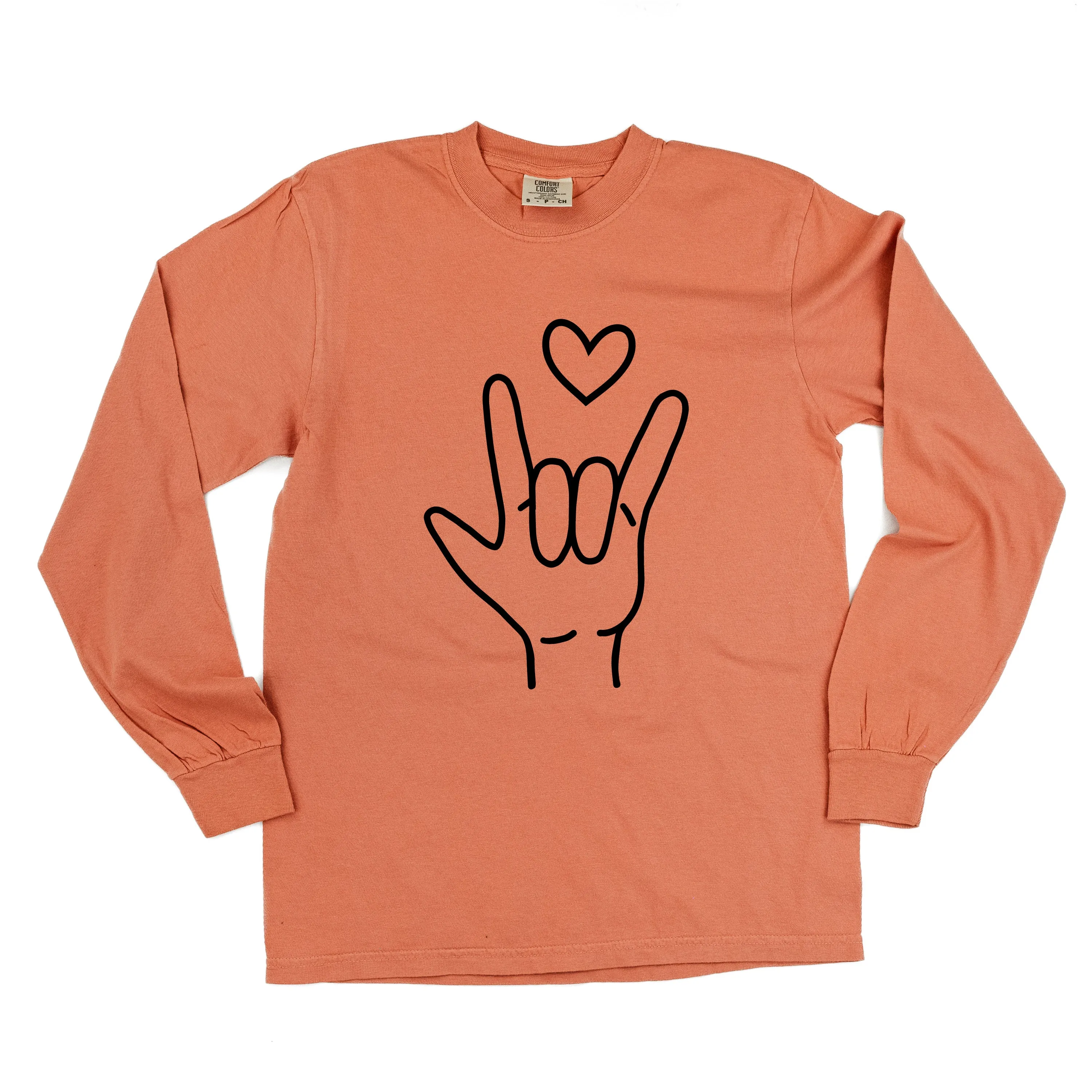 Sign Language - I Love You - LONG SLEEVE Comfort Colors Tee