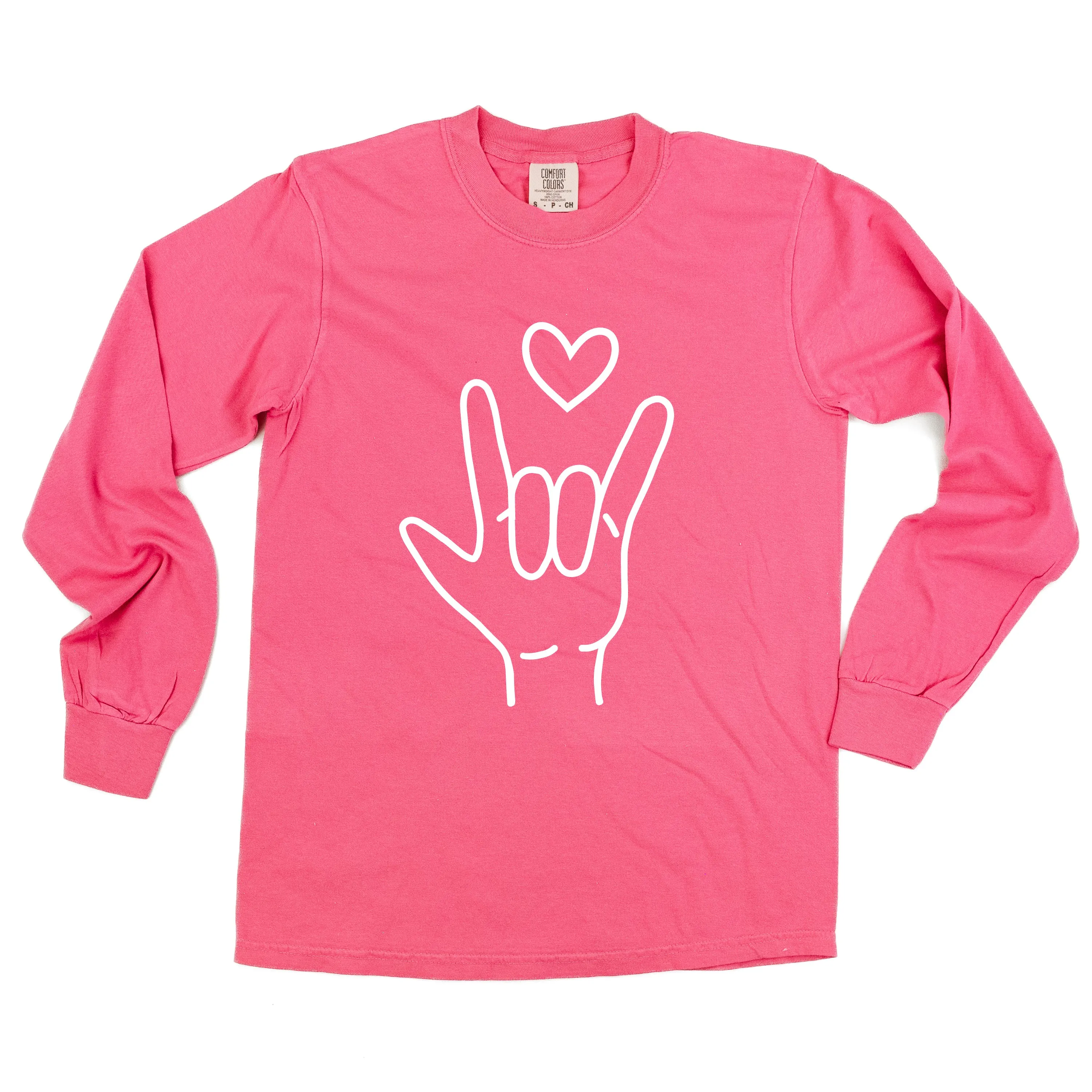 Sign Language - I Love You - LONG SLEEVE Comfort Colors Tee