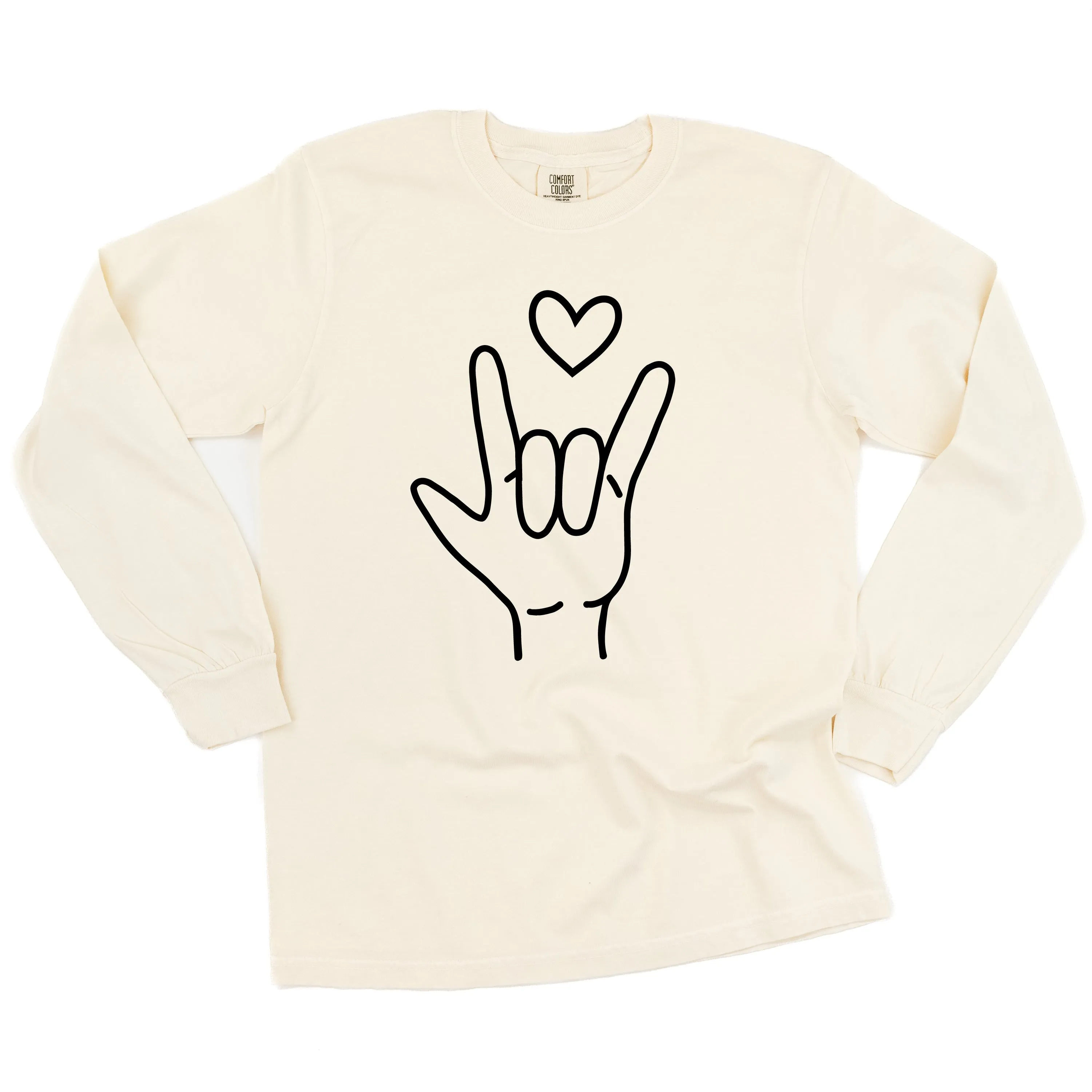 Sign Language - I Love You - LONG SLEEVE Comfort Colors Tee