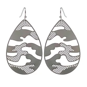 Silver Teardrop Camouflage Earrings