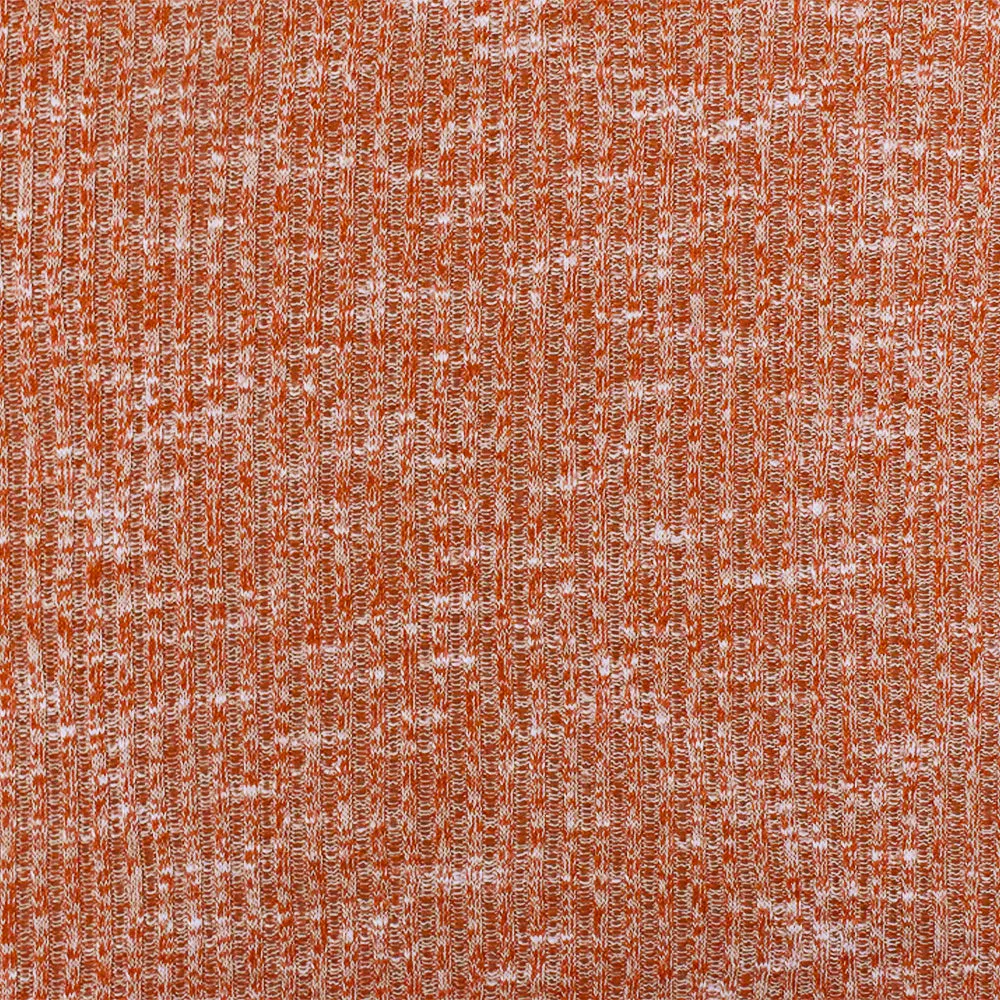 Soft Orange-White Texture Stretch 2X2 Rib Knit Fabric