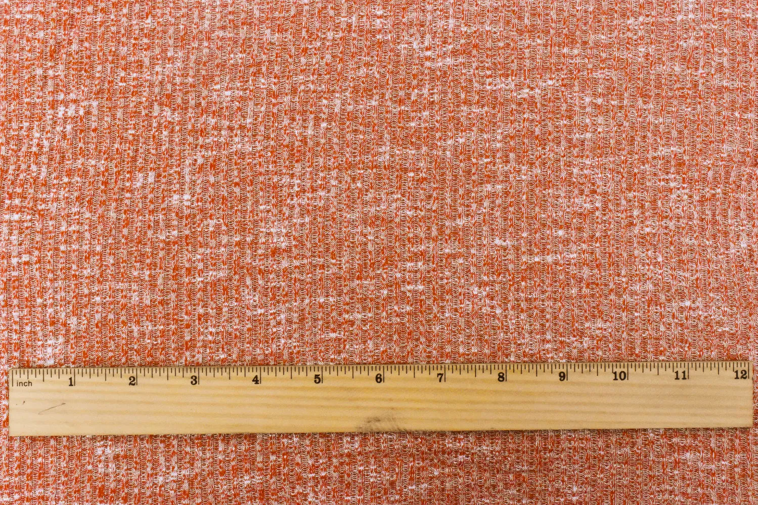 Soft Orange-White Texture Stretch 2X2 Rib Knit Fabric