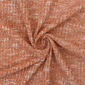 Soft Orange-White Texture Stretch 2X2 Rib Knit Fabric