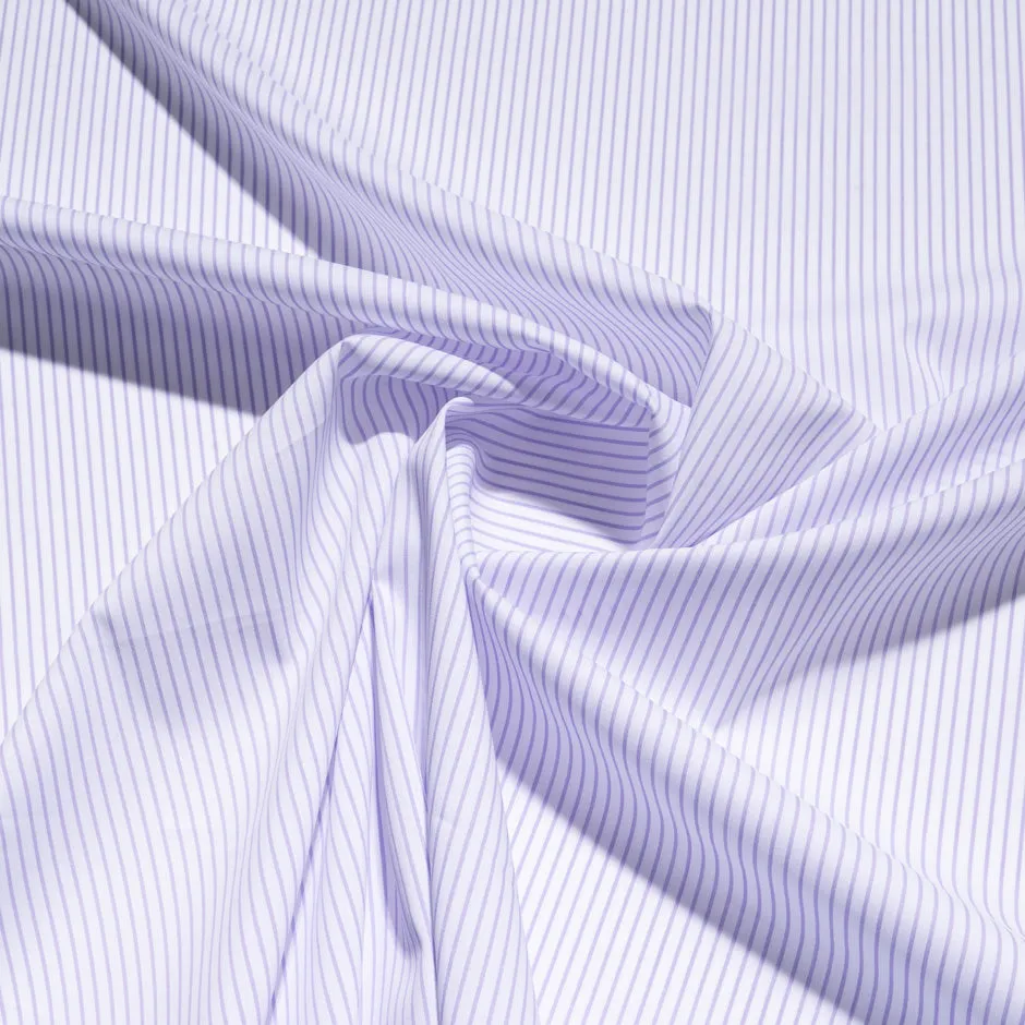 Soft Purple Striped Stretch Shirting Cotton