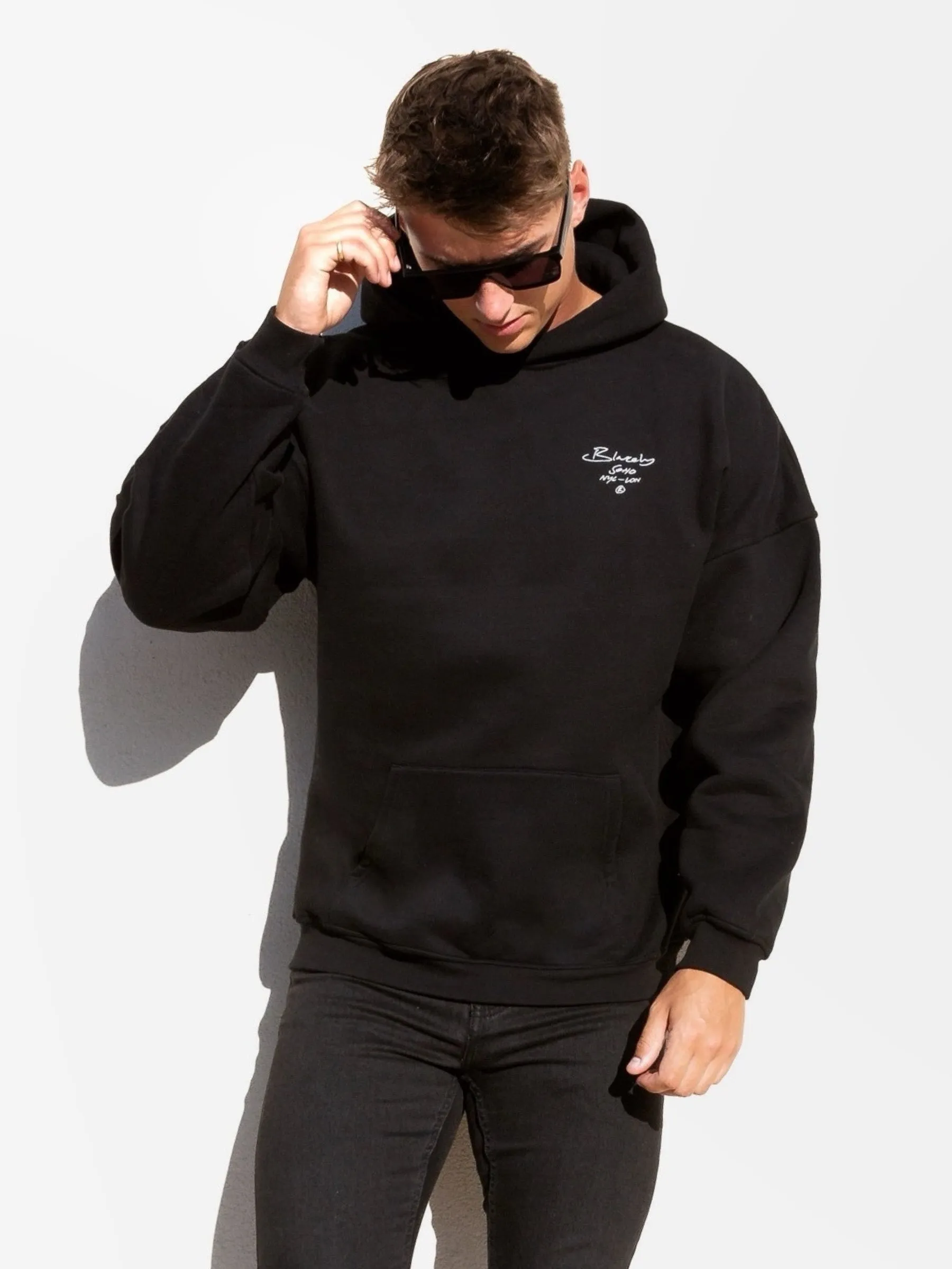 Soho Relaxed Script Hoodie - Black