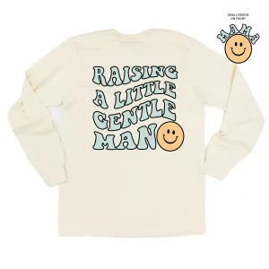 THE RETRO EDIT - Mama Smiley Pocket on Front w/ Raising a Little Gentleman (Singular) on Back - LONG SLEEVE COMFORT COLORS TEE