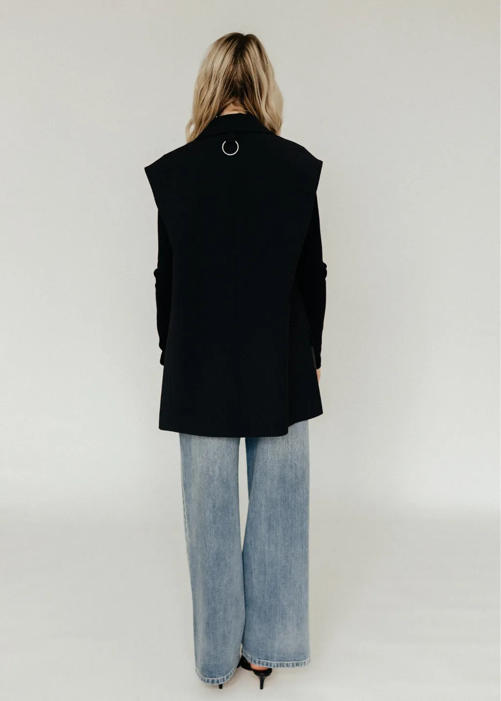 Tibi Tropical Wool Liam Vest in Black