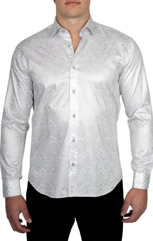 White & Silver Paisley Shirt