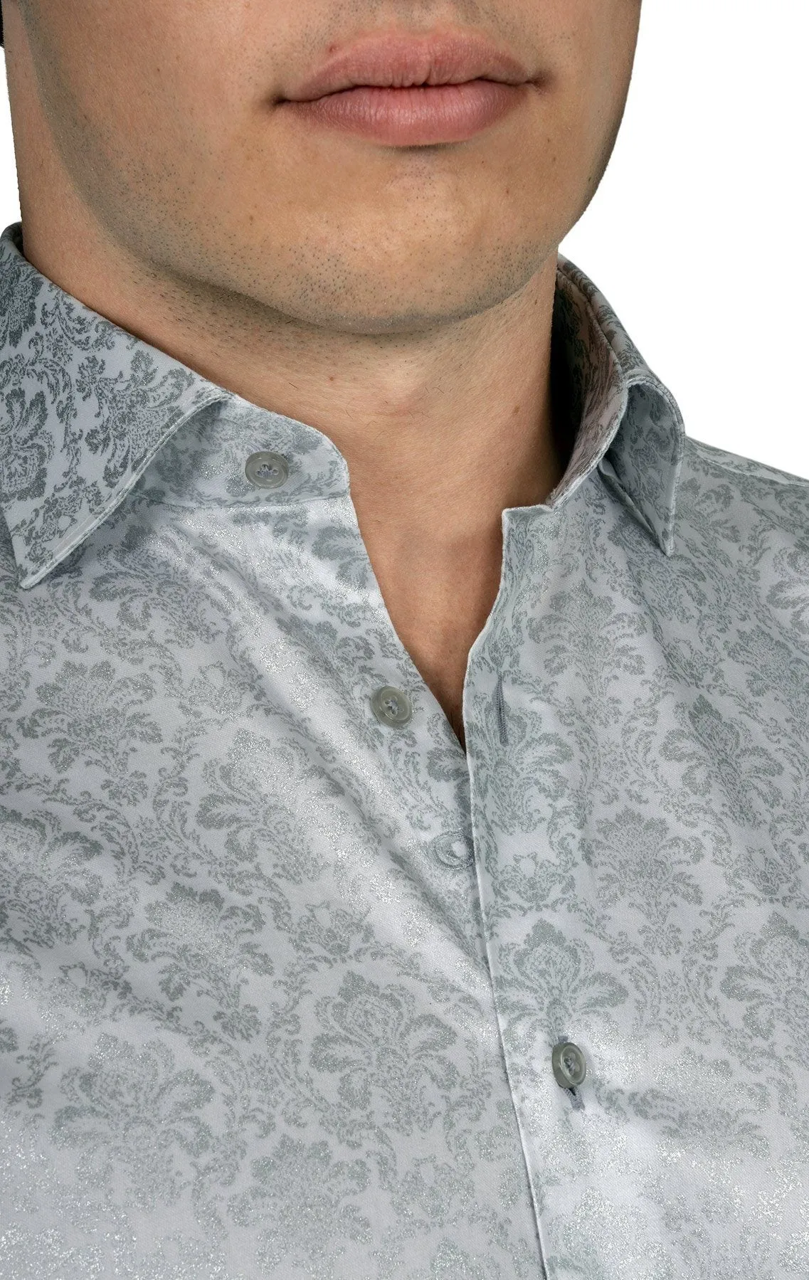 White & Silver Paisley Shirt