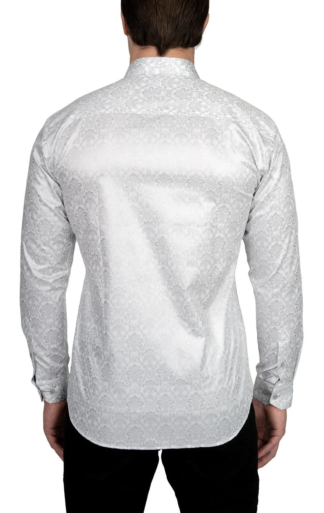 White & Silver Paisley Shirt