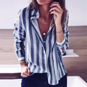 Women Blouses Striped Shirt Casual