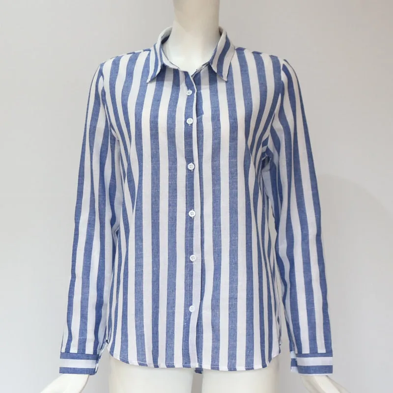 Women Blouses Striped Shirt Casual