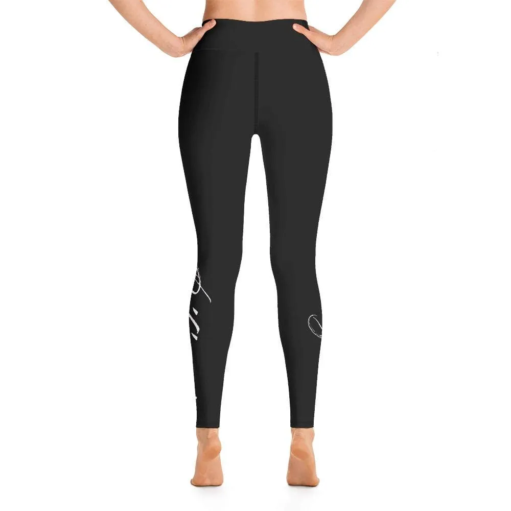 Womens High-waist Fitness Legging Yoga Pants, Diligence Script by inQue.Style