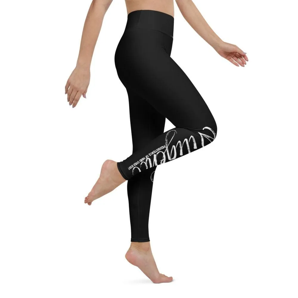 Womens High-waist Fitness Legging Yoga Pants, Diligence Script by inQue.Style